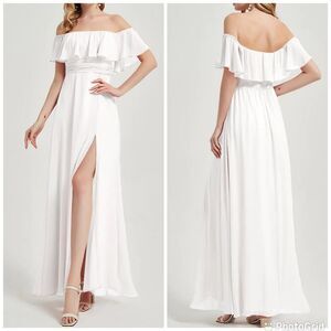 New  Ever Pretty White 2-Ways Convertible Slit Bridal Maxi Dress